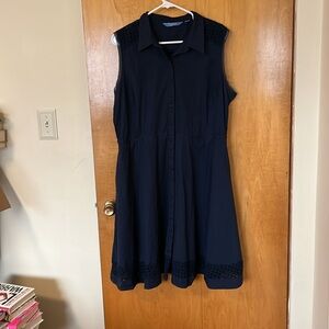 Elegant Navy Blue Sleeveless Dress